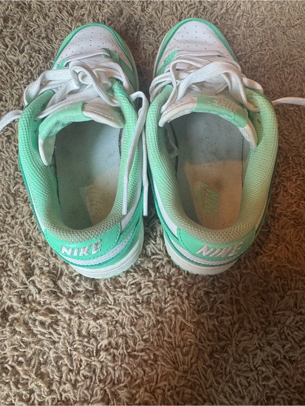 Mint Green and White Low-Top Nike Dunks